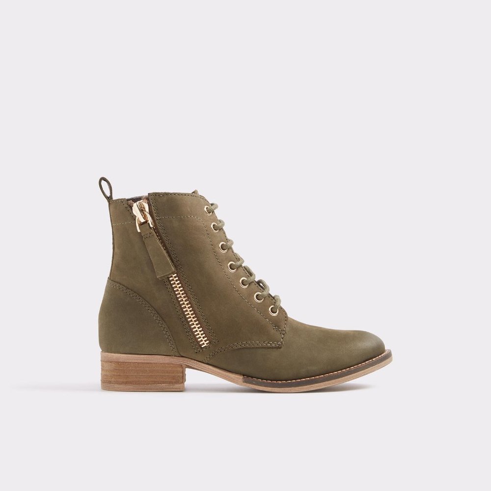ALDO Keeler Combat Ankle Boot with Block Heel in Khaki